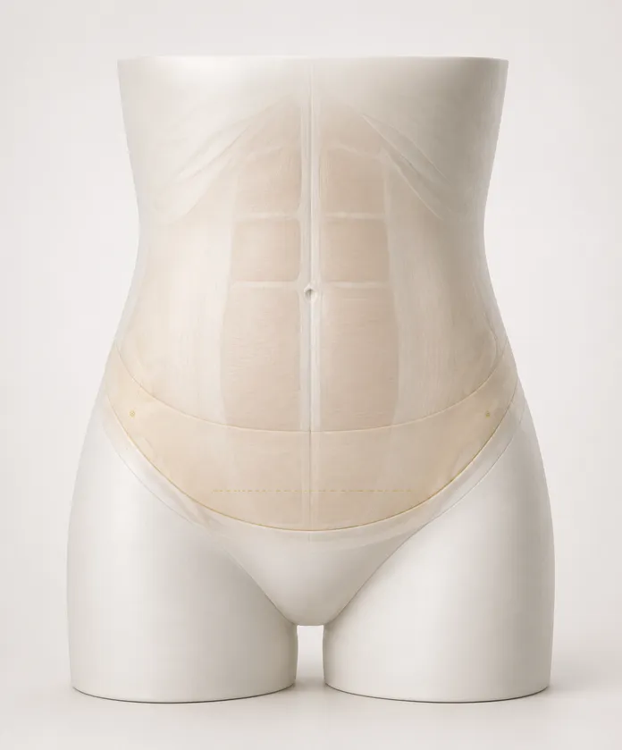 Ilustração de uma abdominoplastia avançada que o Dr. Lúcio realiza