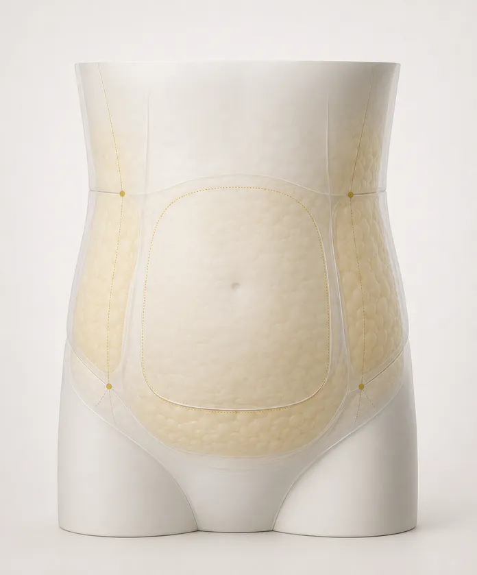 Ilustração médica do planejamento do contorno corporal na Lipo HD
